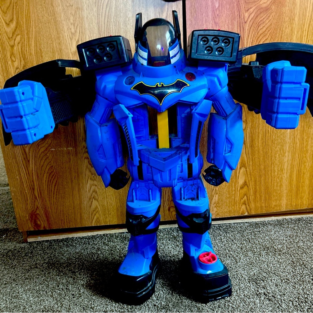 28" Imaginext DC BATMAN BATBOT Xtreme ROBOT Lights Sounds VOICE CHANGING Tested!